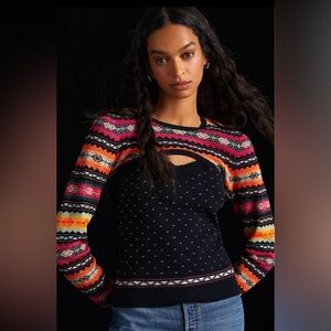 Anthropologie Maeve Fair Isle Abstract Sweater Shrug XS